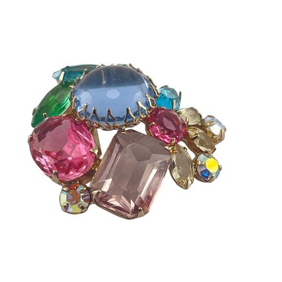 Julianna Fruit Salad Rhinestone Brooch With Gold Tone Setting - Picture 4 of 7